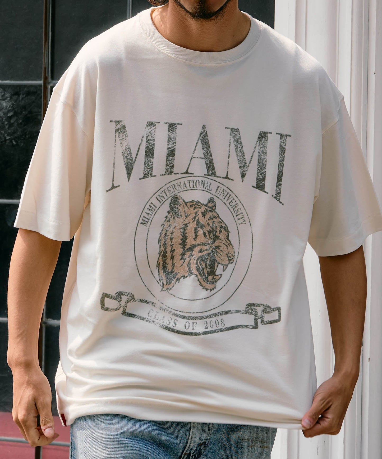 【予約販売7月初旬~中旬入荷】-Nico-(ニコ) "MIAMI" ヴィンテージタイガープリント Tシャツ