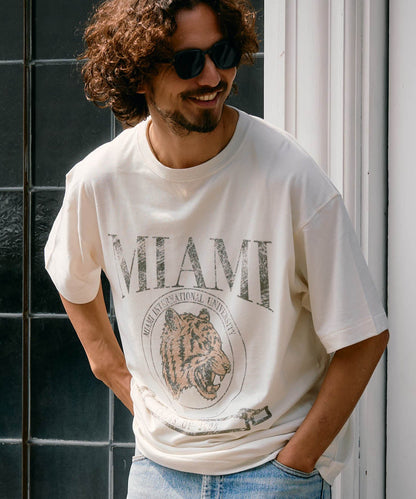 【予約販売7月初旬～中旬入荷】-Nico-（ﾆｺ） "MIAMI" ヴィンテージタイガープリント Tシャツ