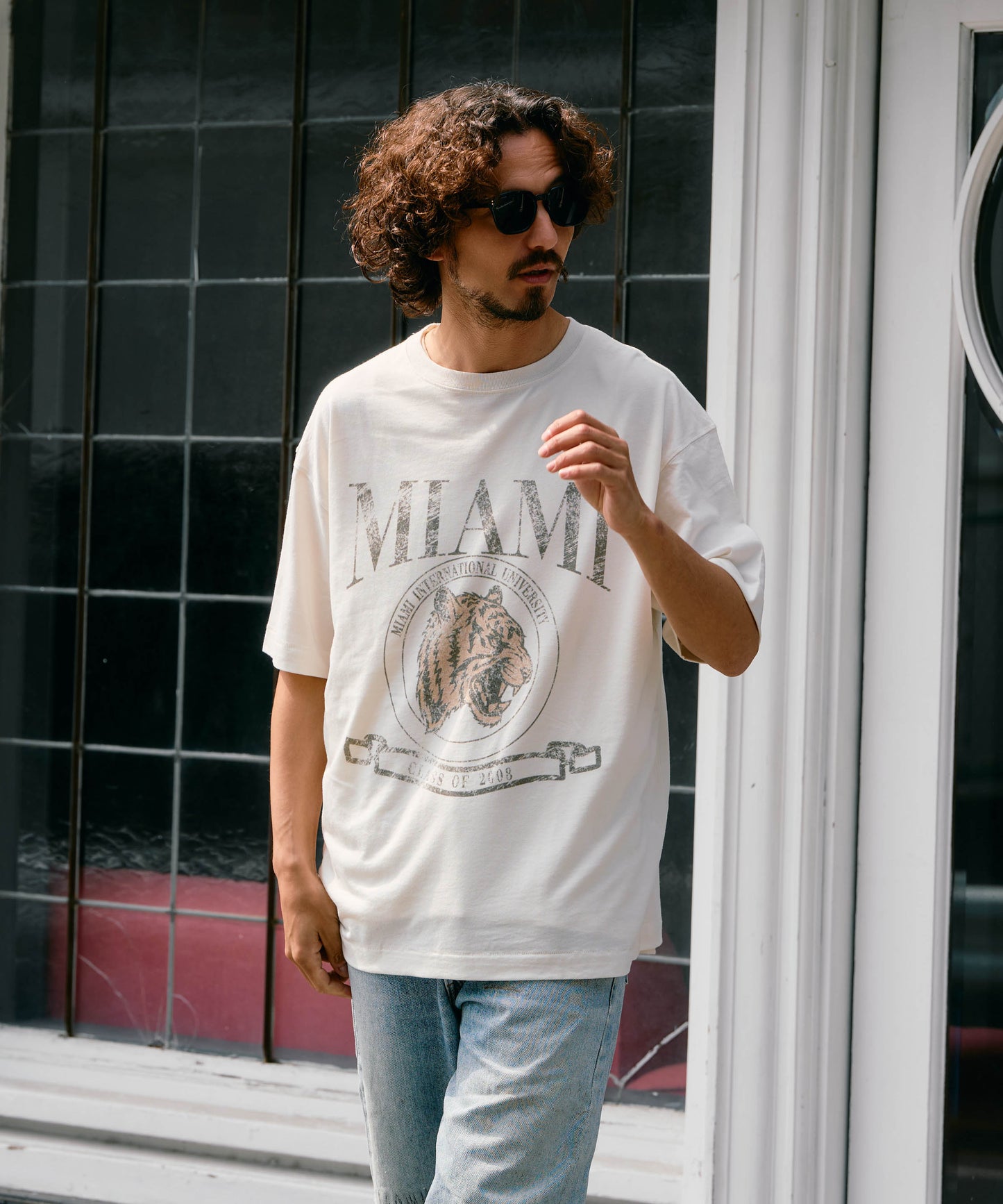 【予約販売7月初旬～中旬入荷】-Nico-（ﾆｺ） "MIAMI" ヴィンテージタイガープリント Tシャツ