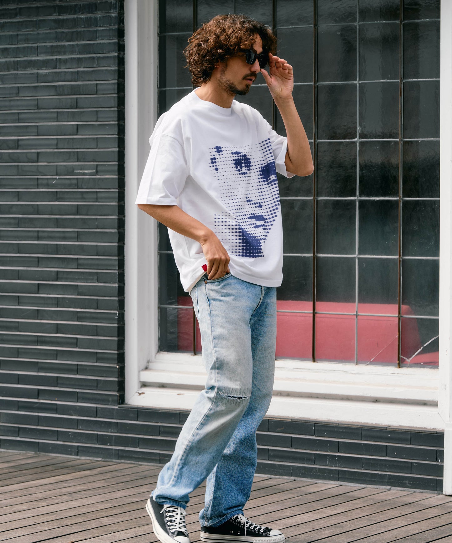 【予約販売7月初旬〜中旬入荷】-Libby-(ﾘﾋﾞｰ） ハーフトーン ポートレート＆メッセージプリント Tシャツ