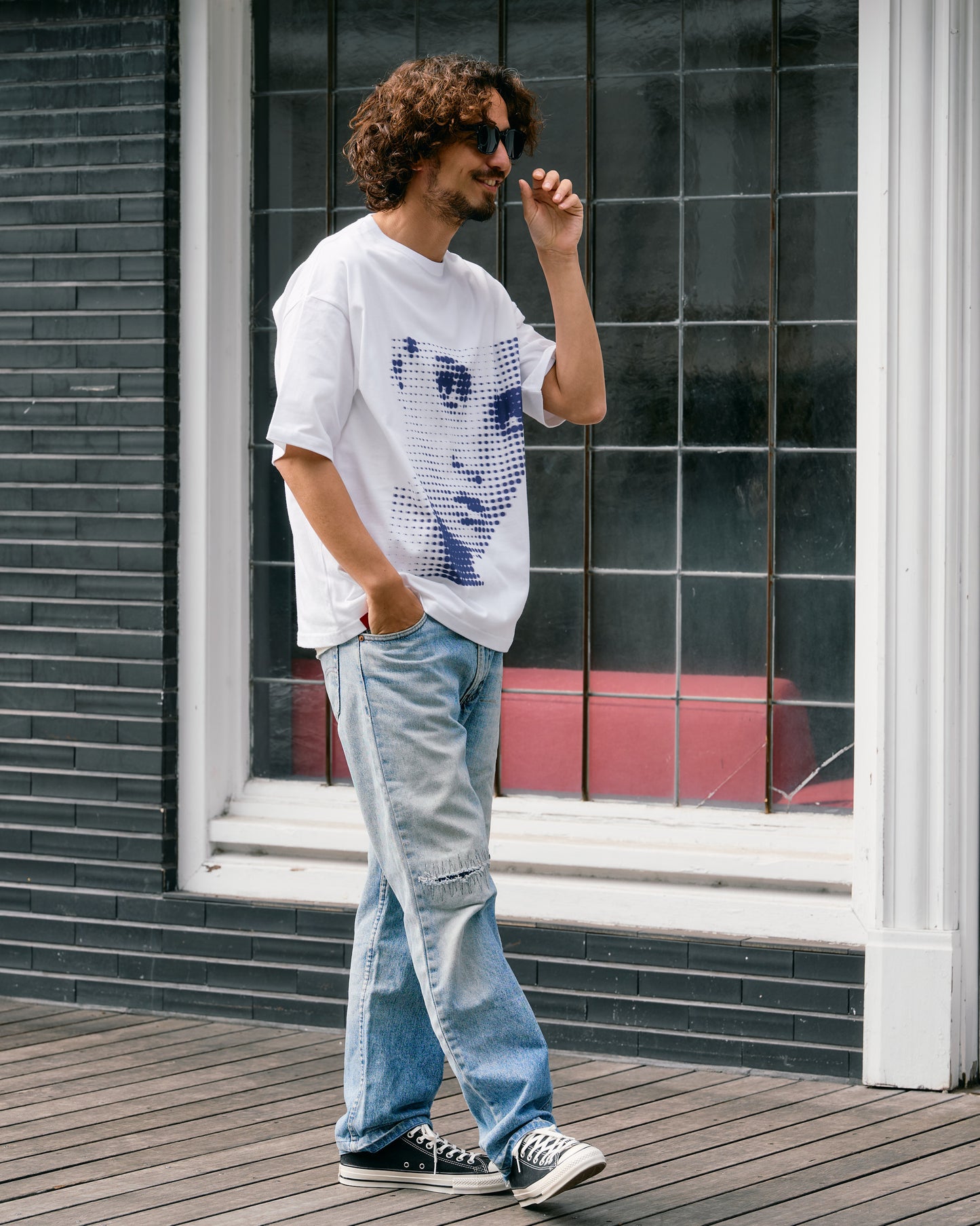 【予約販売7月初旬〜中旬入荷】-Libby-(ﾘﾋﾞｰ） ハーフトーン ポートレート＆メッセージプリント Tシャツ