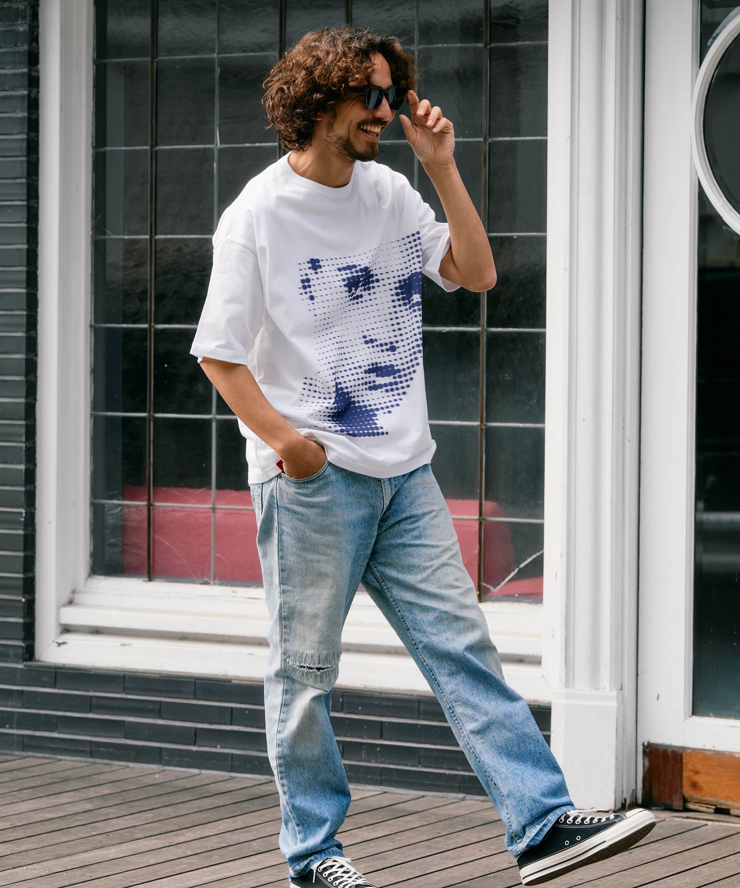 【予約販売7月初旬〜中旬入荷】-Libby-(ﾘﾋﾞｰ） ハーフトーン ポートレート＆メッセージプリント Tシャツ