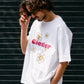 【予約販売7月初旬〜中旬入荷】-Indie-（ｲﾝﾃﾞｨｰ）デイジーフラワー＆ペイントスマッジ プリントTシャツ