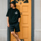 【予約販売7月初旬～中旬入荷】-Alice-(ｱﾘｽ)  アンティークウォッチ＆フェザー 裾ドローコード Tシャツ