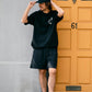 【予約販売7月初旬～中旬入荷】-Alice-(ｱﾘｽ)  アンティークウォッチ＆フェザー 裾ドローコード Tシャツ