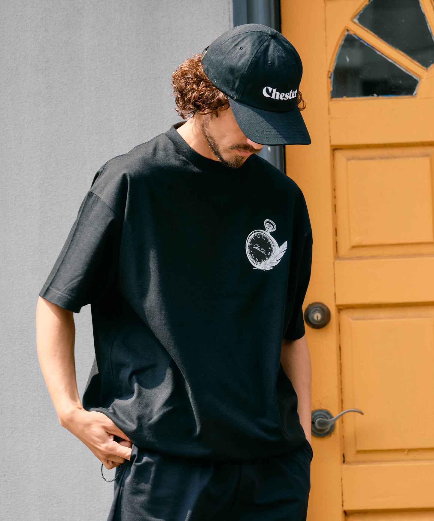 【予約販売7月初旬～中旬入荷】-Alice-(ｱﾘｽ)  アンティークウォッチ＆フェザー 裾ドローコード Tシャツ