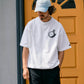 【予約販売7月初旬～中旬入荷】-Alice-(ｱﾘｽ)  アンティークウォッチ＆フェザー 裾ドローコード Tシャツ