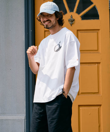 【予約販売7月初旬～中旬入荷】-Alice-(ｱﾘｽ)  アンティークウォッチ＆フェザー 裾ドローコード Tシャツ