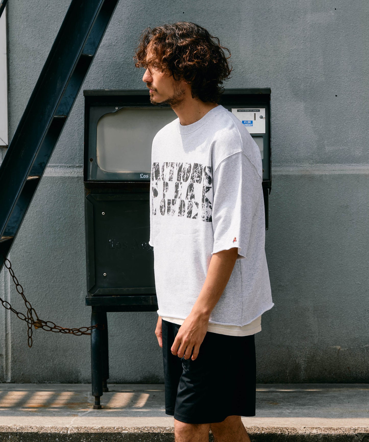 【予約販売7月中旬～下旬入荷】-Jesse-(ｼﾞｪｼｰ)  "ACTIONS SPEAK LOUDER" カットオフ ハーフスリーブスウェット