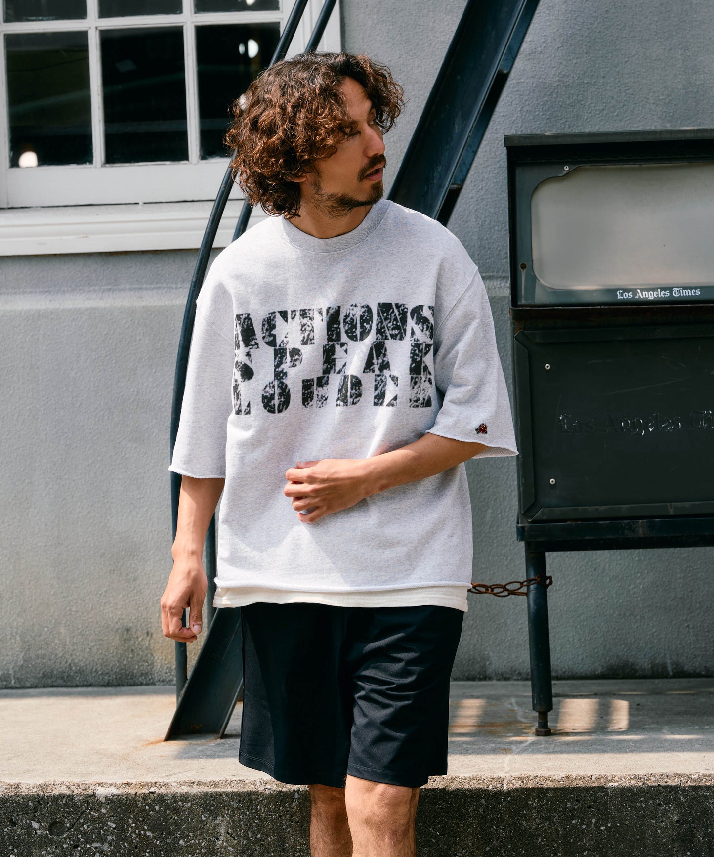 【予約販売7月中旬～下旬入荷】-Jesse-(ｼﾞｪｼｰ)  "ACTIONS SPEAK LOUDER" カットオフ ハーフスリーブスウェット