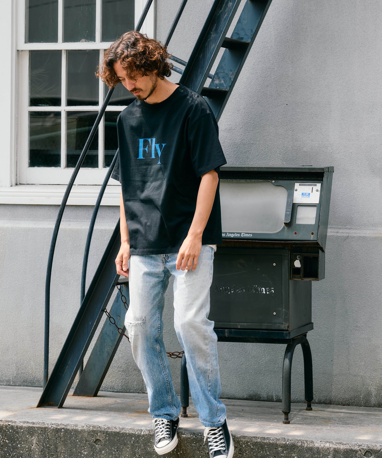 【予約販売7月初旬～中旬入荷】-Arlo Fly-（ｱｰﾛ･ﾌﾗｲ） "Fly & I Can" メッセージロゴ プリントTシャツ