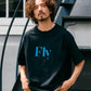 【予約販売7月初旬～中旬入荷】-Arlo Fly-（ｱｰﾛ･ﾌﾗｲ） "Fly & I Can" メッセージロゴ プリントTシャツ