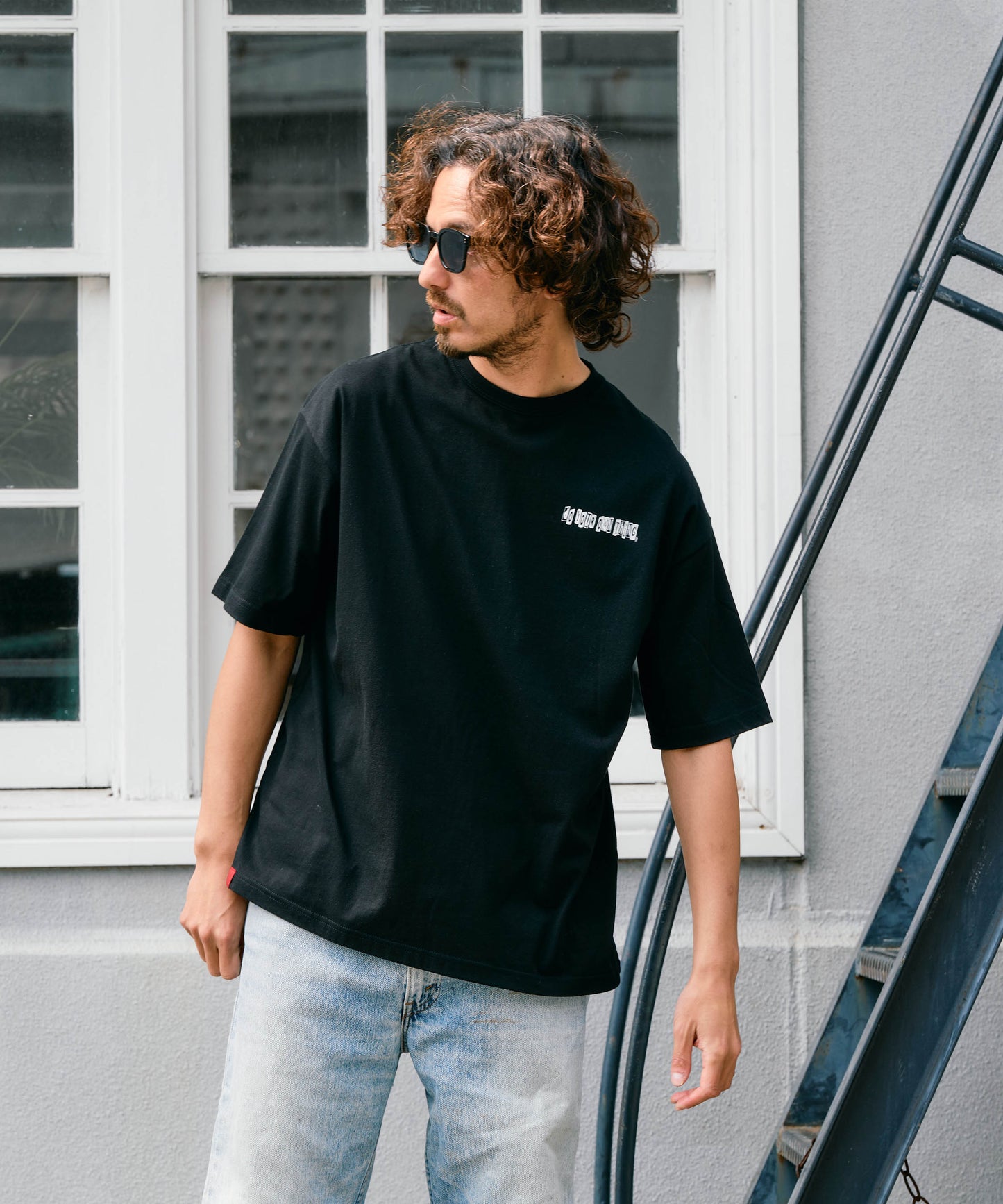【予約販売7月中旬～下旬入荷】-Alex-(ｱﾚｯｸｽ) "do your own thing" ディストーションチェッカー バックプリントTシャツ