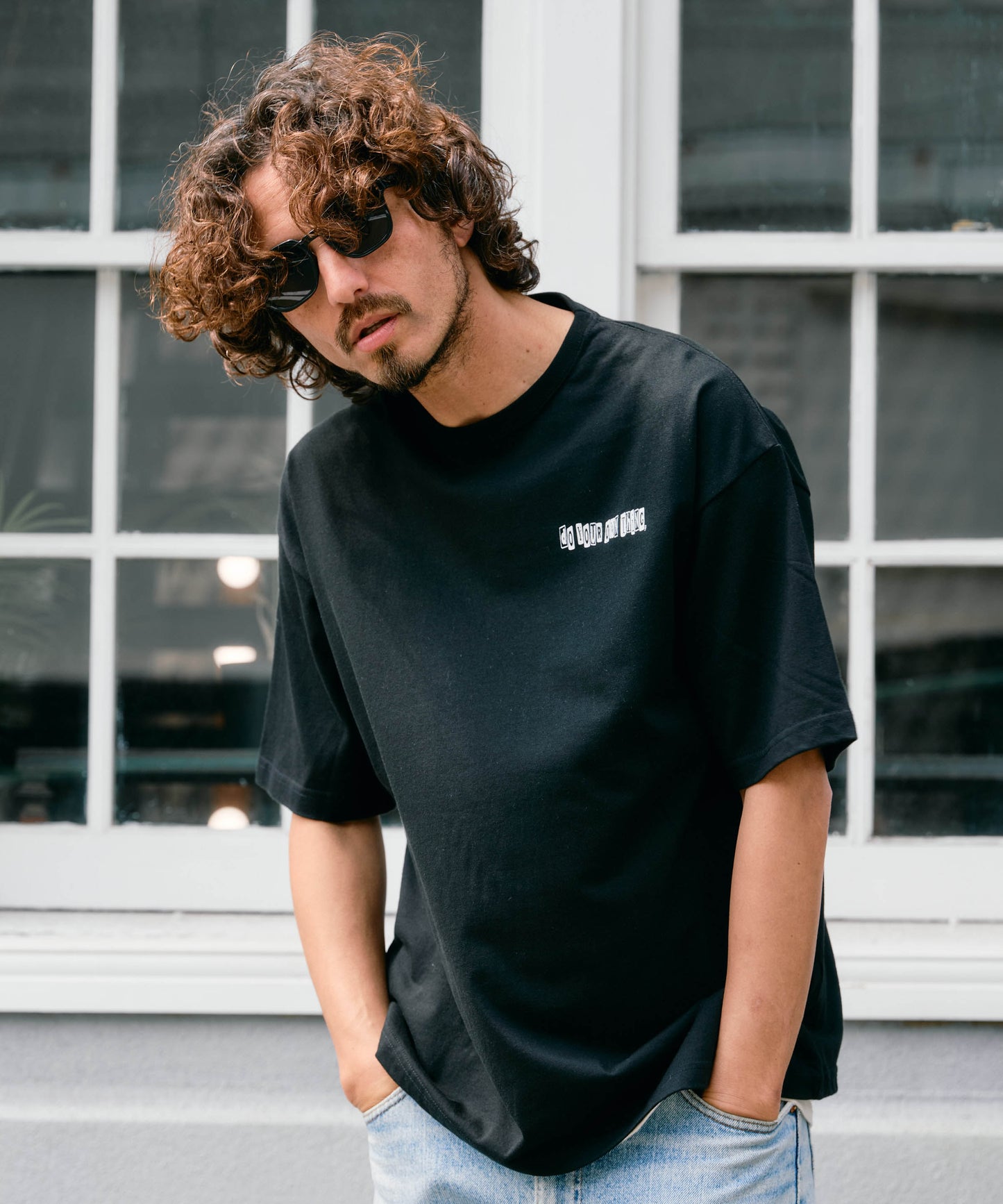 【予約販売7月中旬～下旬入荷】-Alex-(ｱﾚｯｸｽ) "do your own thing" ディストーションチェッカー バックプリントTシャツ