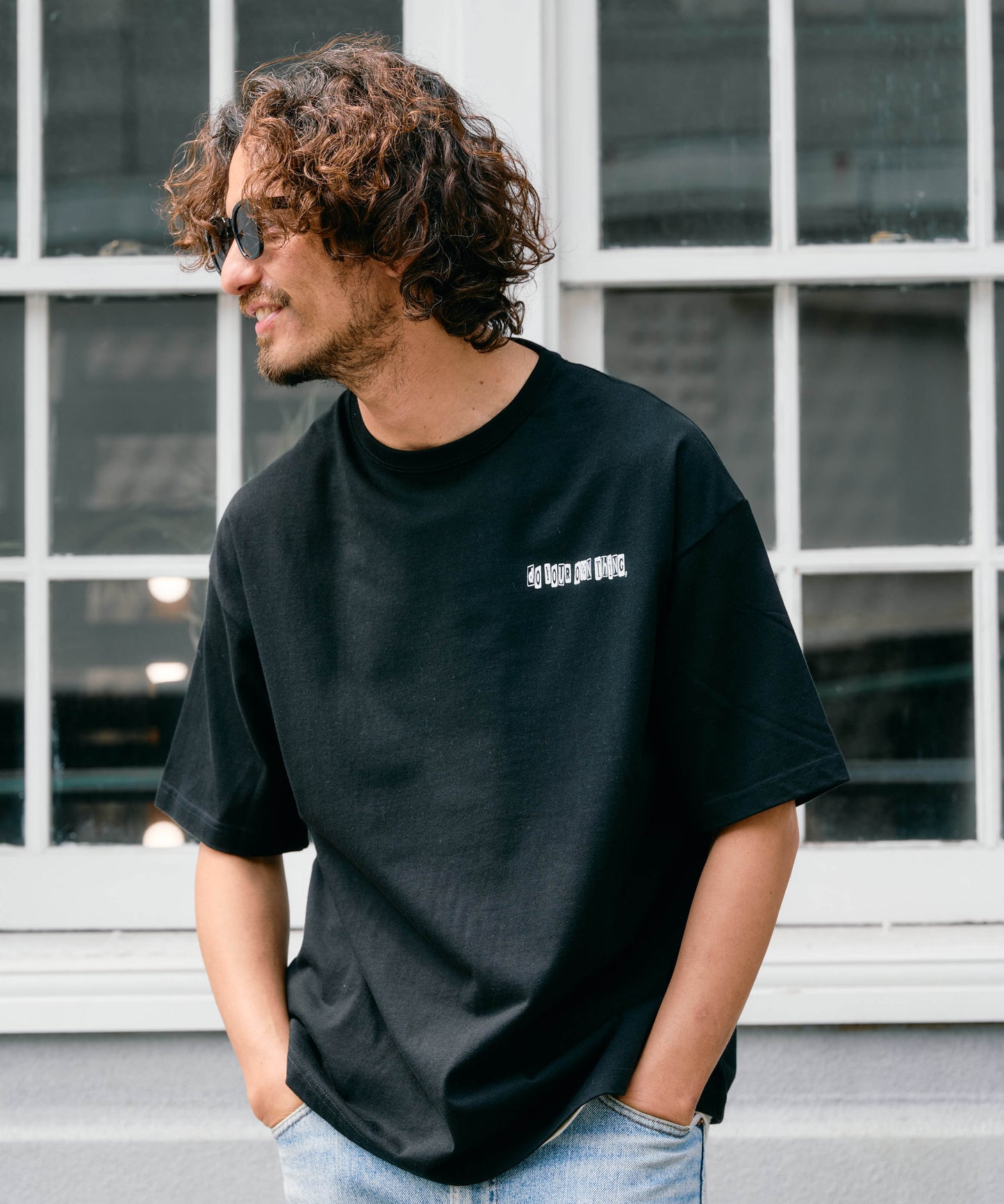 【予約販売7月中旬～下旬入荷】-Alex-(ｱﾚｯｸｽ) "do your own thing" ディストーションチェッカー バックプリントTシャツ