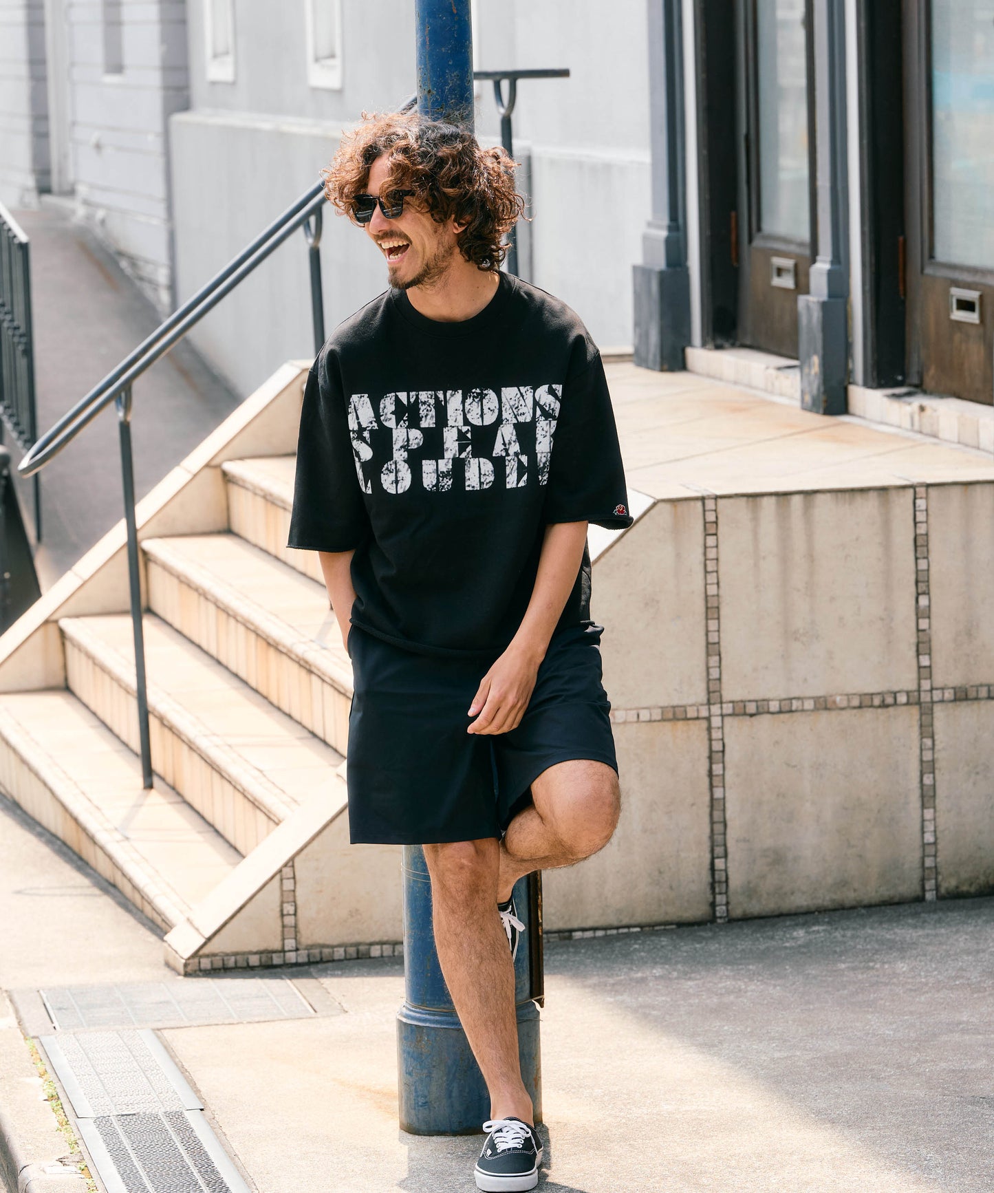 【予約販売7月中旬～下旬入荷】-Jesse-(ｼﾞｪｼｰ)  "ACTIONS SPEAK LOUDER" カットオフ ハーフスリーブスウェット