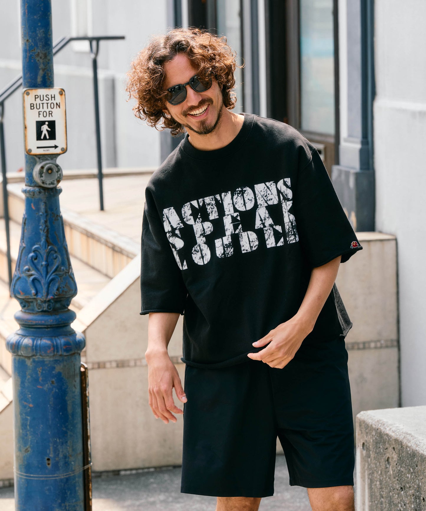 【予約販売7月中旬～下旬入荷】-Jesse-(ｼﾞｪｼｰ)  "ACTIONS SPEAK LOUDER" カットオフ ハーフスリーブスウェット