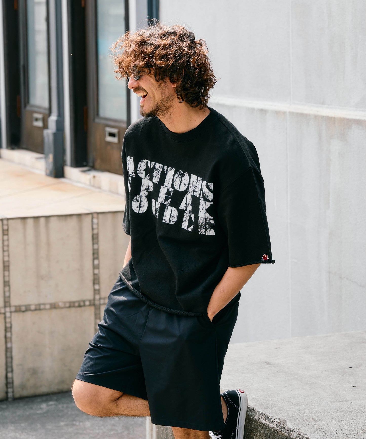【予約販売7月中旬～下旬入荷】-Jesse-(ｼﾞｪｼｰ)  "ACTIONS SPEAK LOUDER" カットオフ ハーフスリーブスウェット