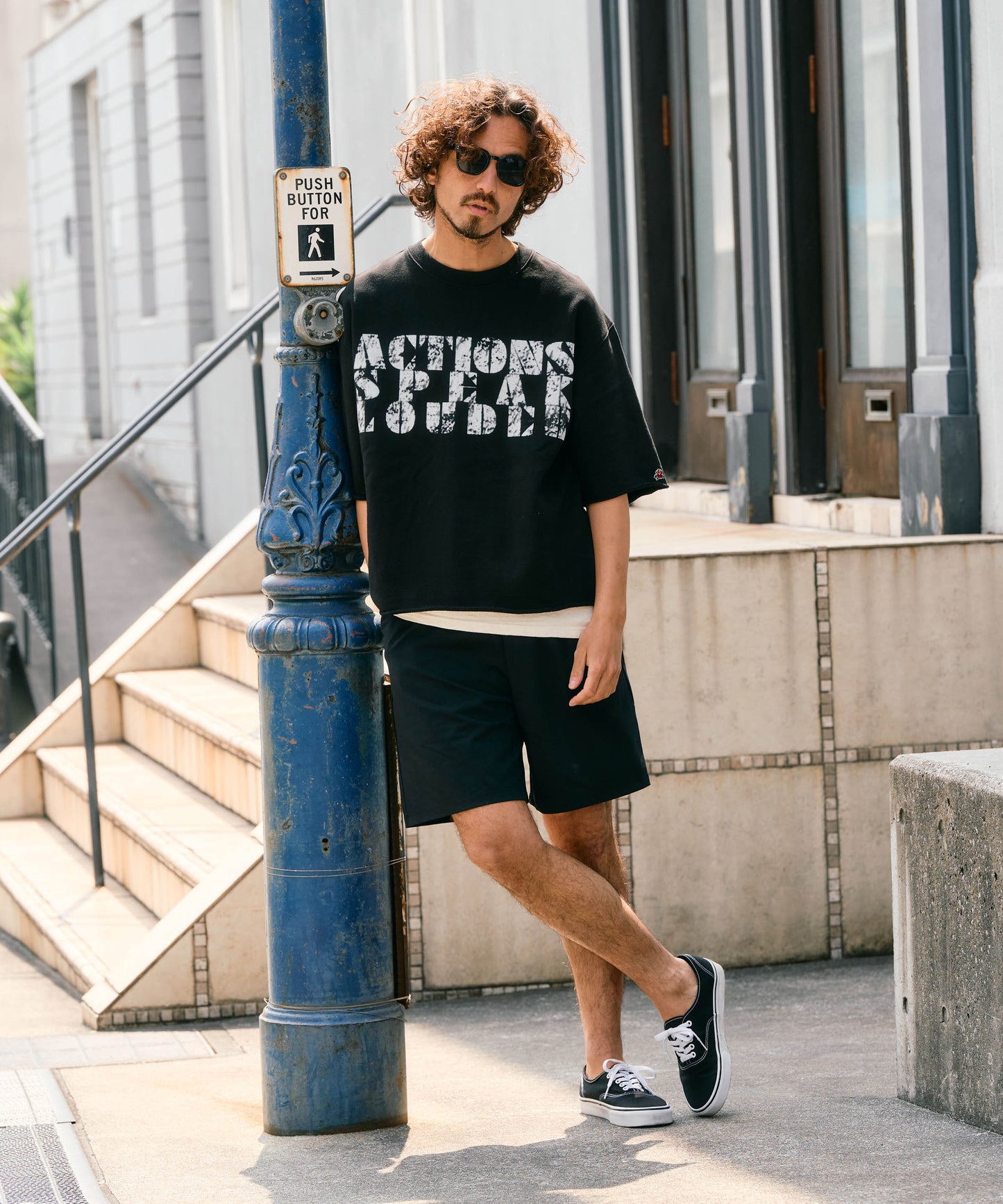 【予約販売7月中旬～下旬入荷】-Jesse-(ｼﾞｪｼｰ)  "ACTIONS SPEAK LOUDER" カットオフ ハーフスリーブスウェット
