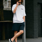 【予約販売7月中旬～下旬入荷】-Travis-(ﾄﾗｳﾞｨｽ)  バンダナパッチワーク ハーフスリーブスウェット