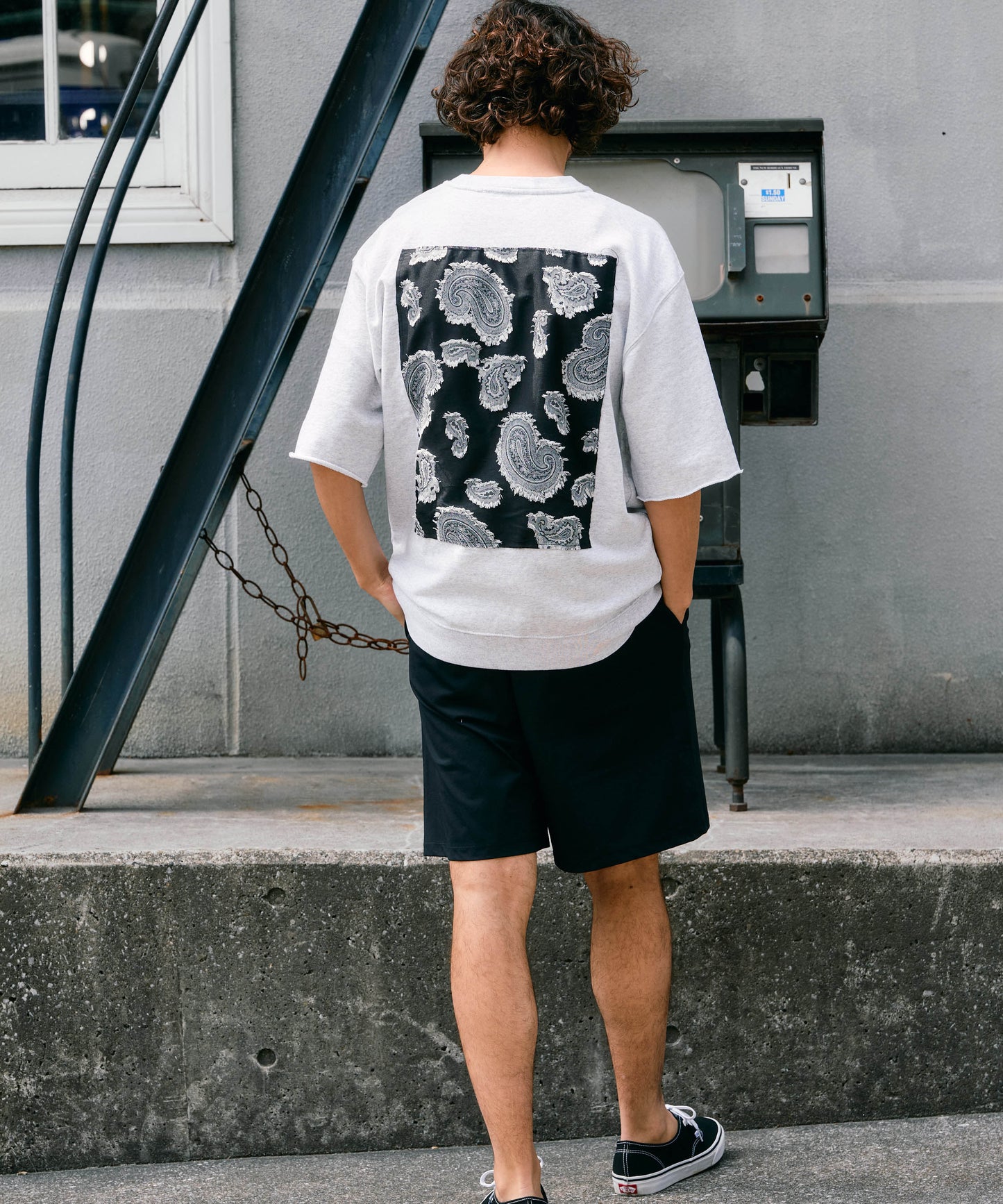 【予約販売7月中旬～下旬入荷】-Travis-(ﾄﾗｳﾞｨｽ)  バンダナパッチワーク ハーフスリーブスウェット