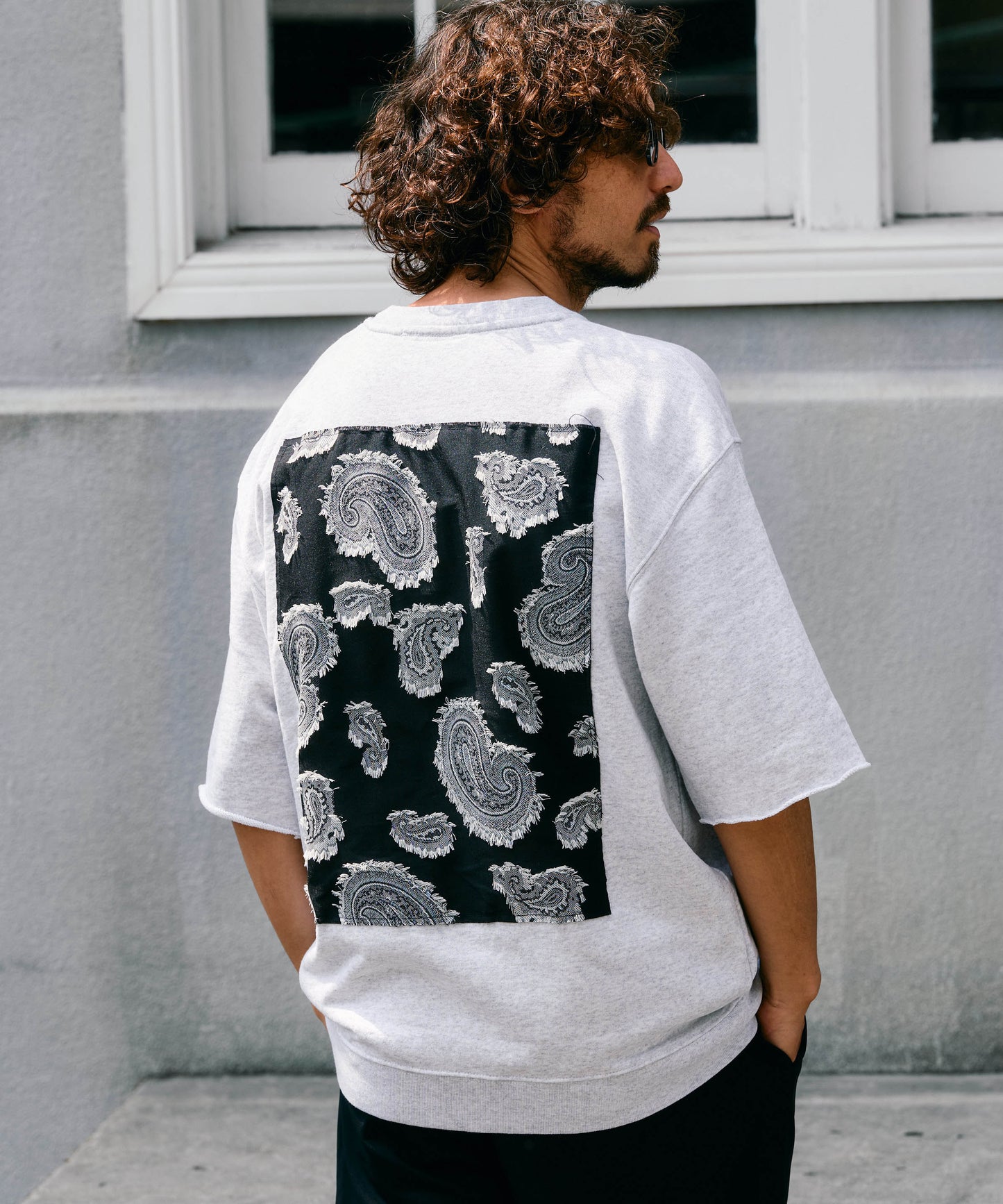 【予約販売7月中旬～下旬入荷】-Travis-(ﾄﾗｳﾞｨｽ)  バンダナパッチワーク ハーフスリーブスウェット