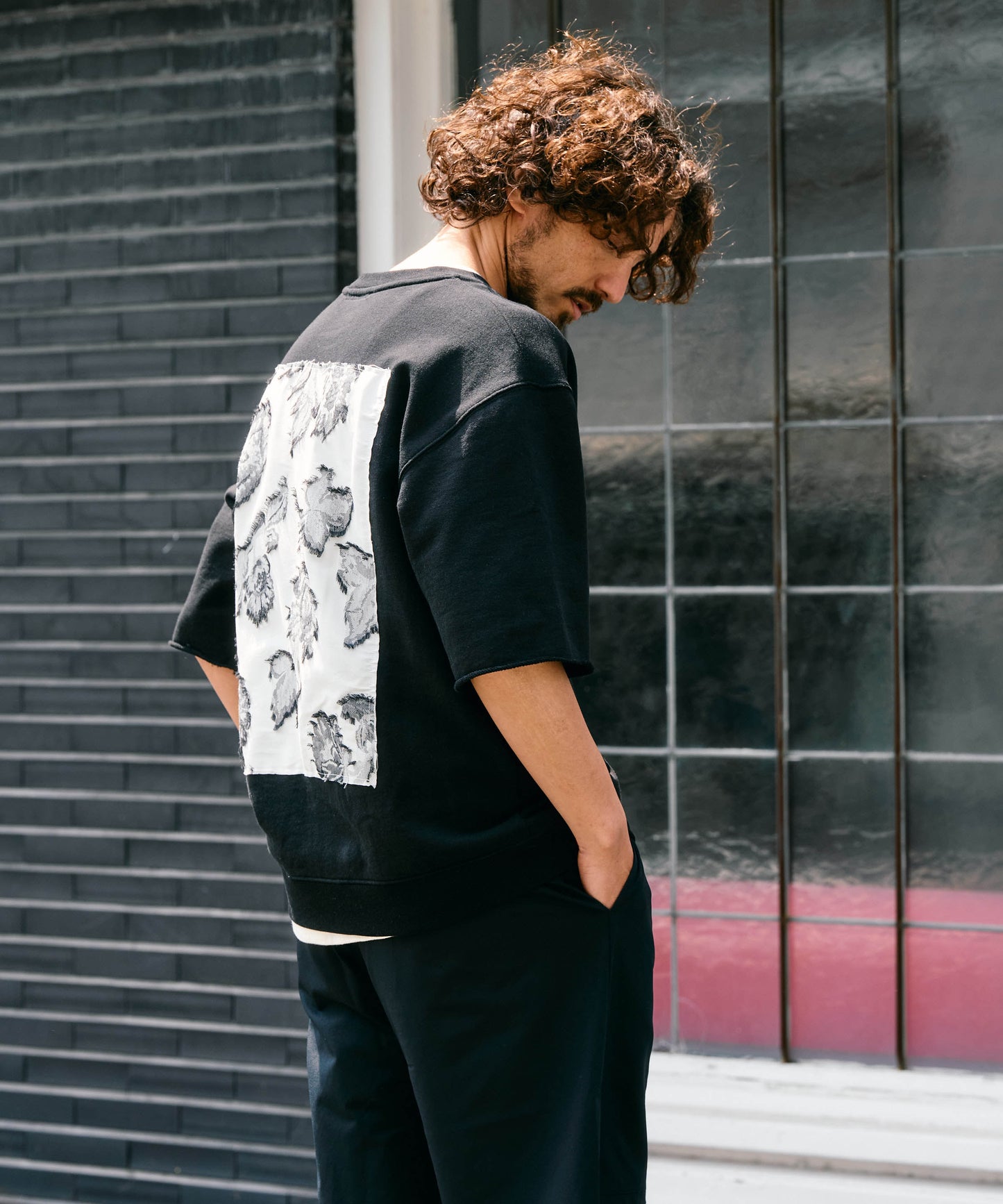【予約販売7月中旬～下旬入荷】-Travis-(ﾄﾗｳﾞｨｽ)  バンダナパッチワーク ハーフスリーブスウェット