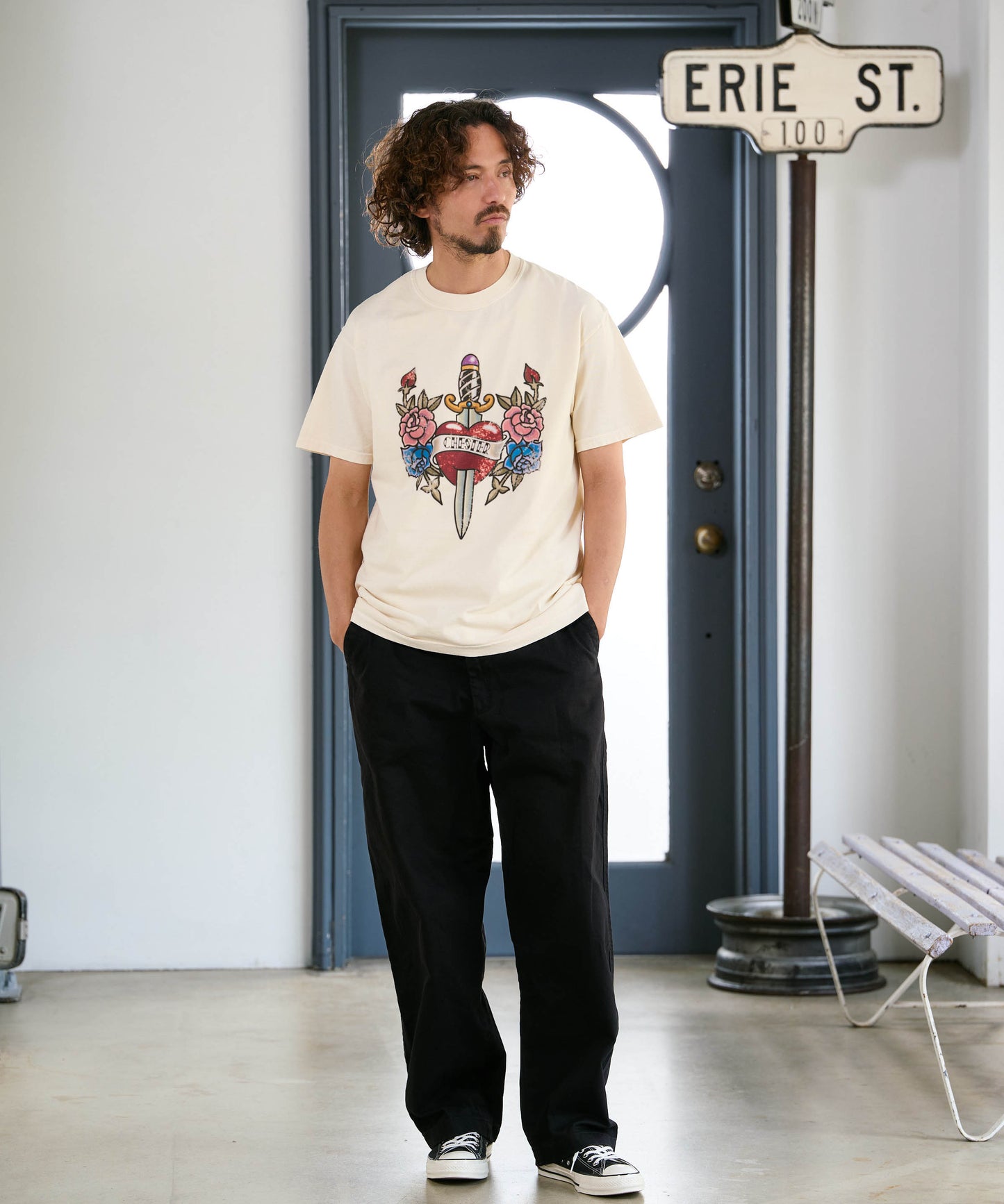 【予約販売7月初旬～中旬入荷】-Jerry-(ｼﾞｪﾘｰ)  オールドスクール タトゥーグラフィック ピグメントTシャツ