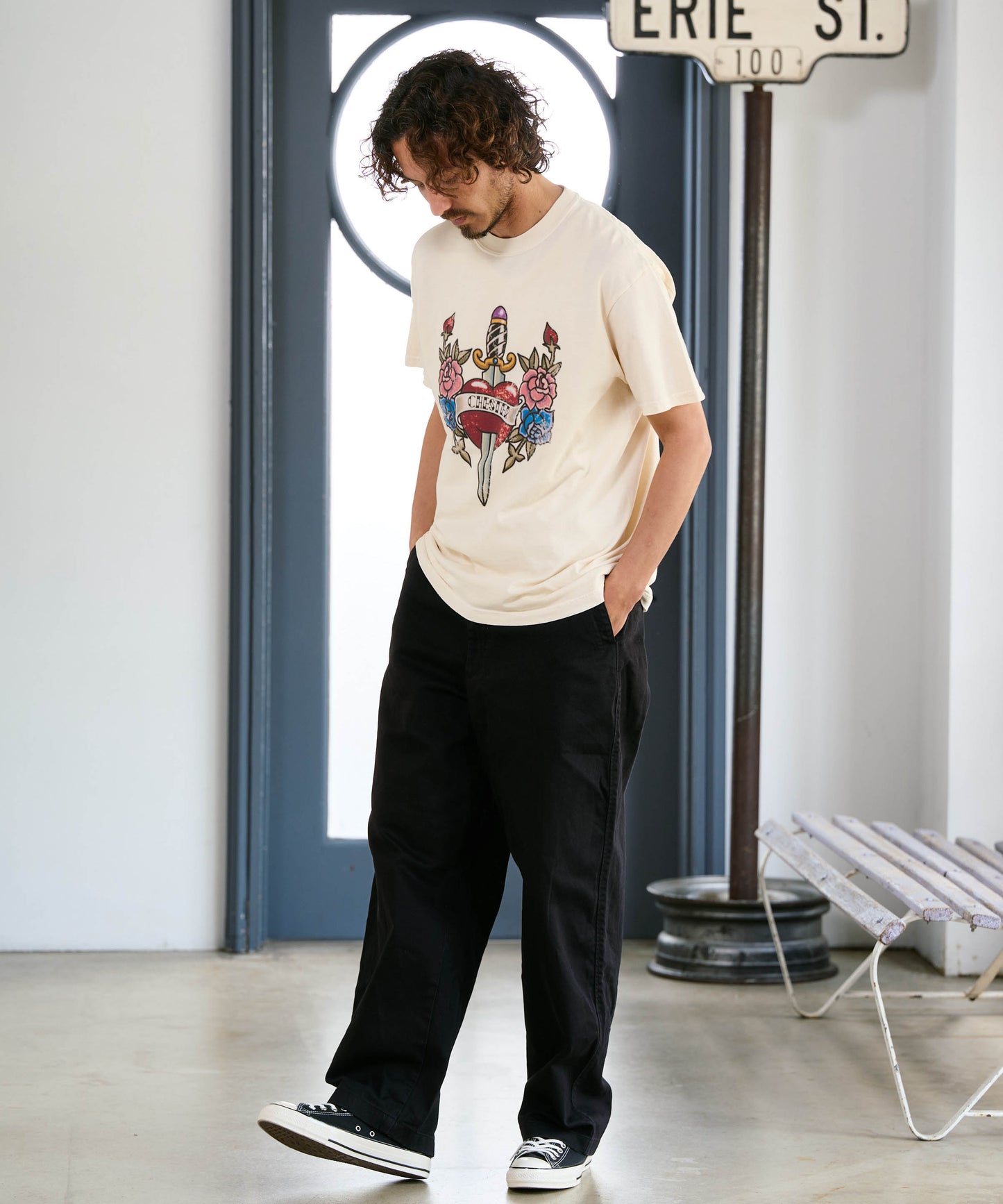 【予約販売7月初旬～中旬入荷】-Jerry-(ｼﾞｪﾘｰ)  オールドスクール タトゥーグラフィック ピグメントTシャツ