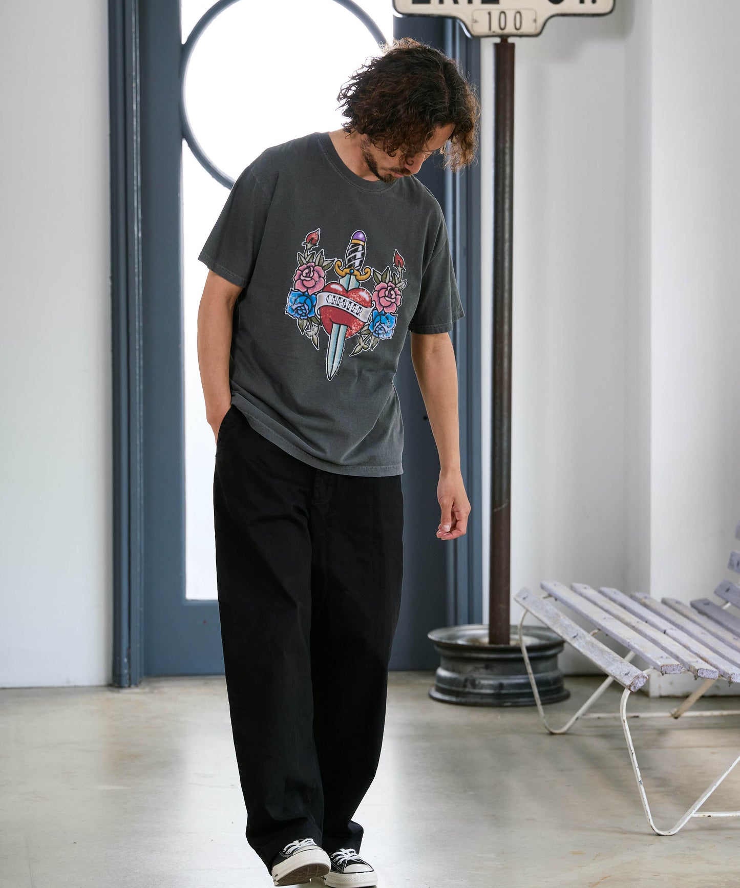 【予約販売7月初旬～中旬入荷】-Jerry-(ｼﾞｪﾘｰ)  オールドスクール タトゥーグラフィック ピグメントTシャツ
