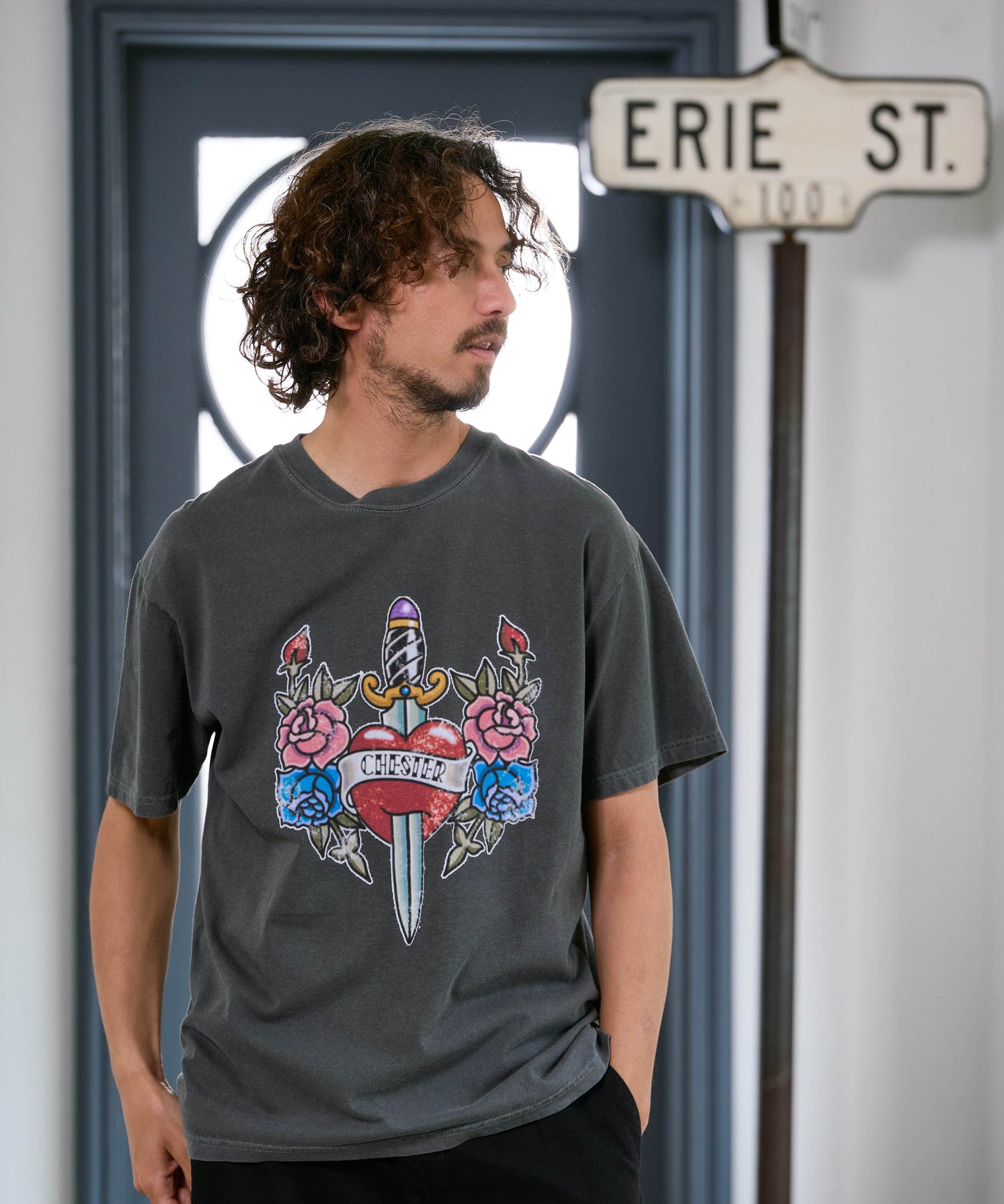 【予約販売7月初旬～中旬入荷】-Jerry-(ｼﾞｪﾘｰ)  オールドスクール タトゥーグラフィック ピグメントTシャツ