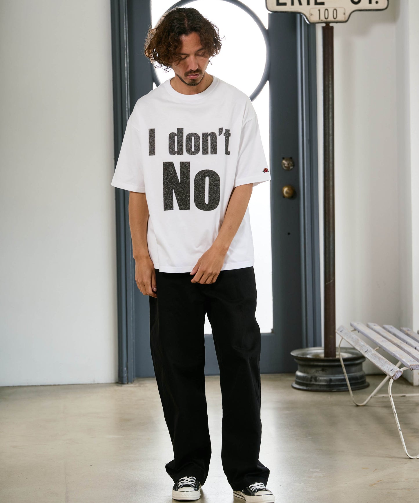 【予約販売7初旬～中旬入荷】-Beck-(ﾍﾞｯｸ)  "I don't No" メッセージプリント ビッグTシャツ