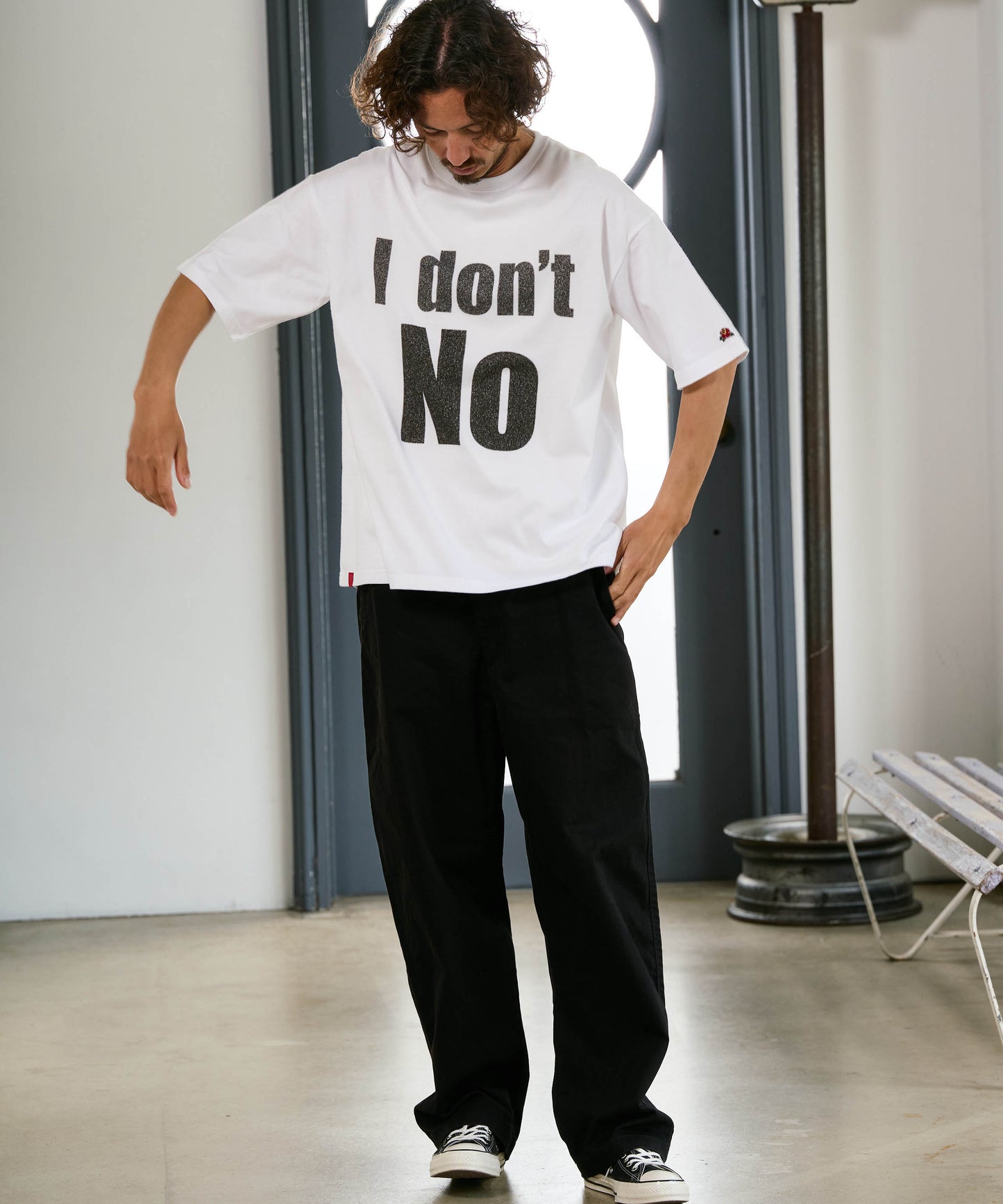 【予約販売7初旬～中旬入荷】-Beck-(ﾍﾞｯｸ)  "I don't No" メッセージプリント ビッグTシャツ