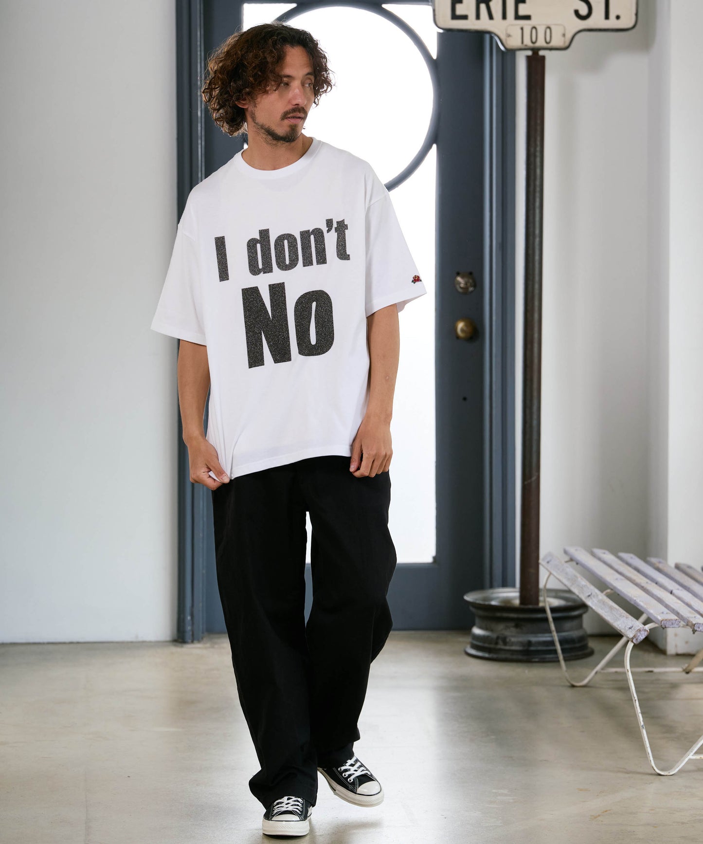 【予約販売7初旬～中旬入荷】-Beck-(ﾍﾞｯｸ)  "I don't No" メッセージプリント ビッグTシャツ