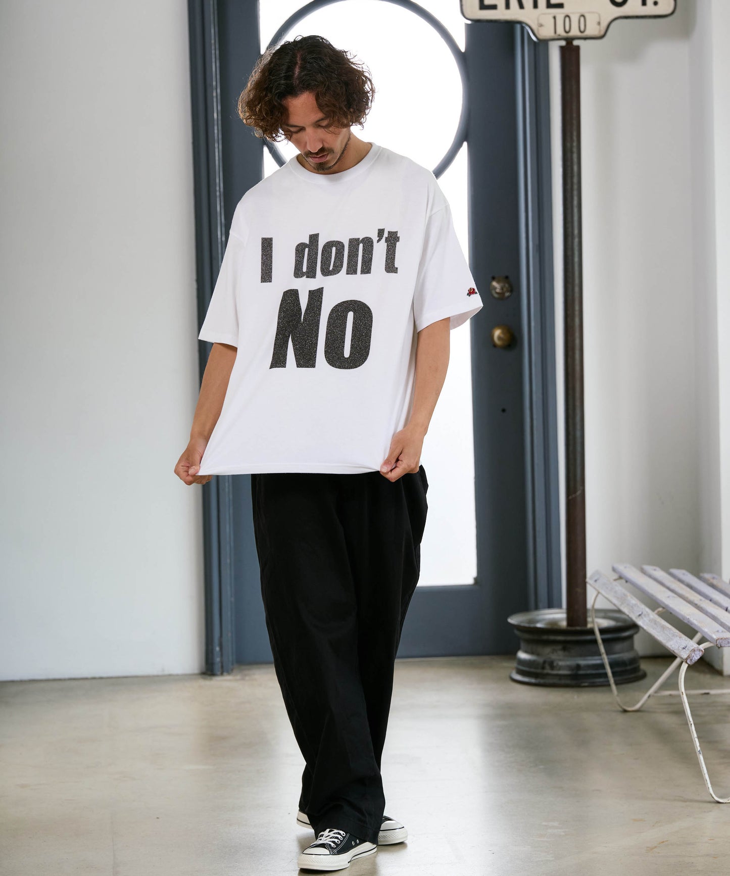 【予約販売7初旬～中旬入荷】-Beck-(ﾍﾞｯｸ)  "I don't No" メッセージプリント ビッグTシャツ