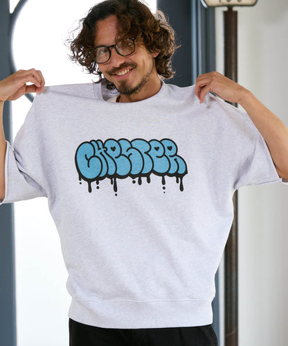 【予約販売7月初旬～中旬入荷】-Finn-(ﾌｨﾝ)  グラフィティロゴ カットオフ ハーフスリーブスウェット