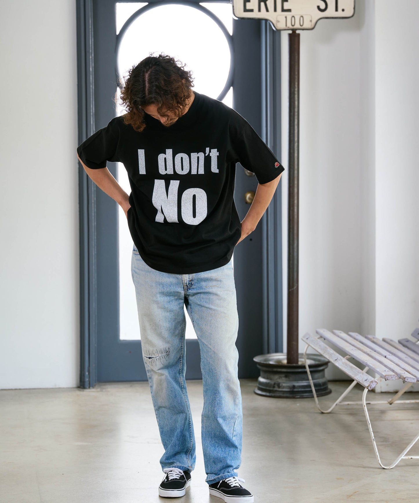 【予約販売7初旬～中旬入荷】-Beck-(ﾍﾞｯｸ)  "I don't No" メッセージプリント ビッグTシャツ