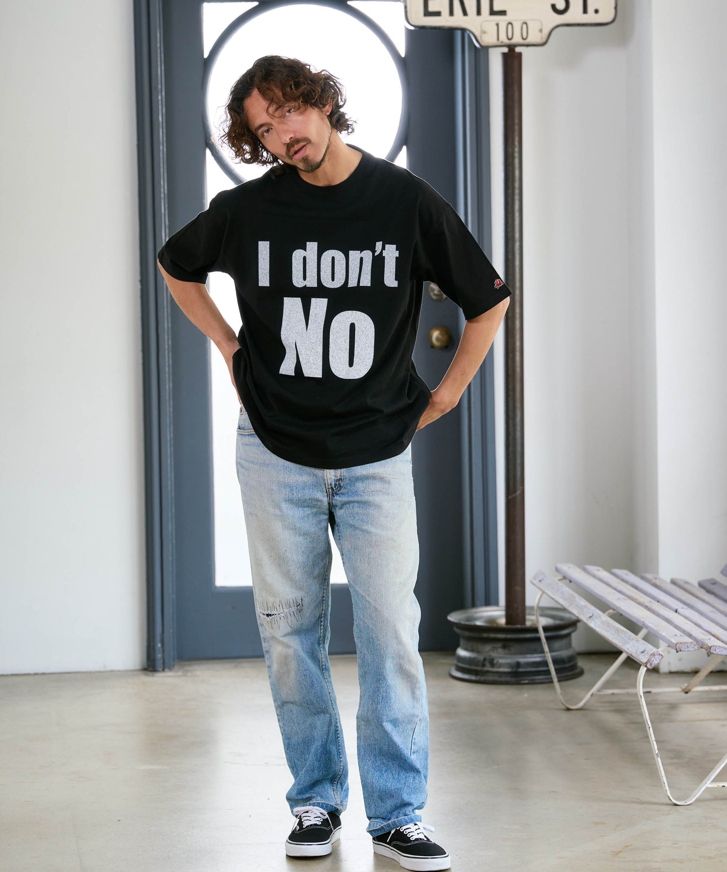 【予約販売7初旬～中旬入荷】-Beck-(ﾍﾞｯｸ)  "I don't No" メッセージプリント ビッグTシャツ