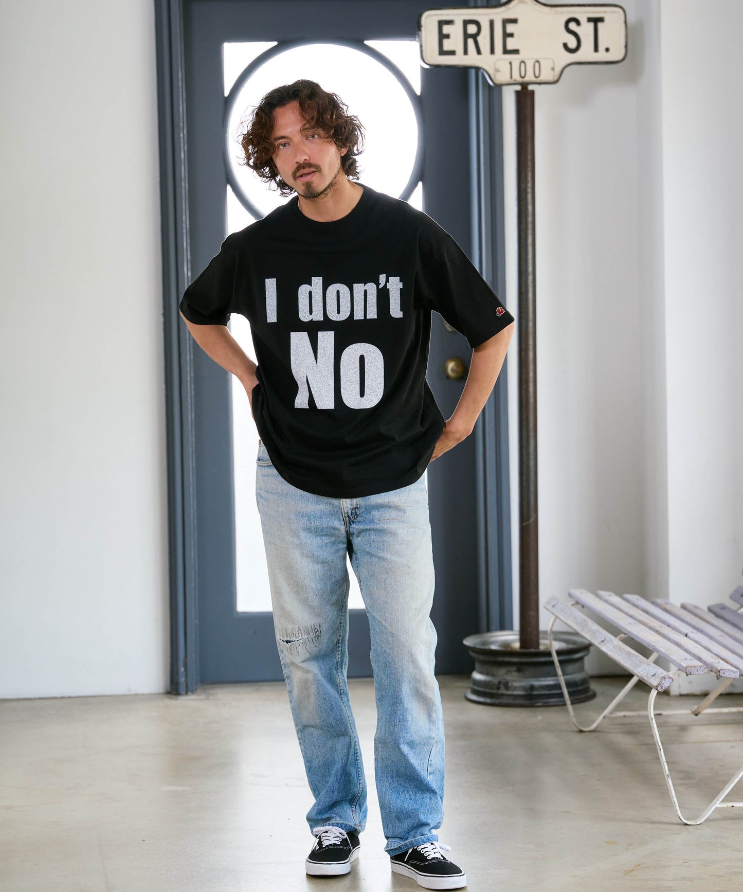【予約販売7初旬～中旬入荷】-Beck-(ﾍﾞｯｸ)  "I don't No" メッセージプリント ビッグTシャツ