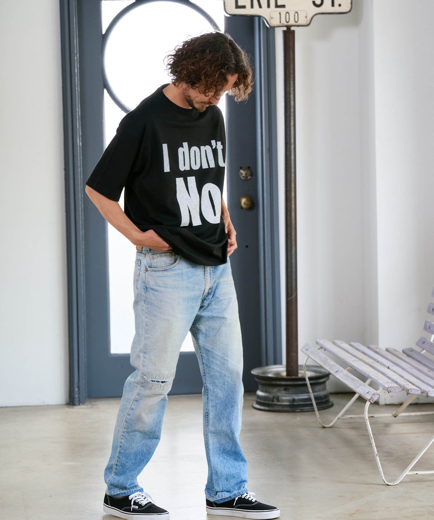 【予約販売7初旬～中旬入荷】-Beck-(ﾍﾞｯｸ)  "I don't No" メッセージプリント ビッグTシャツ