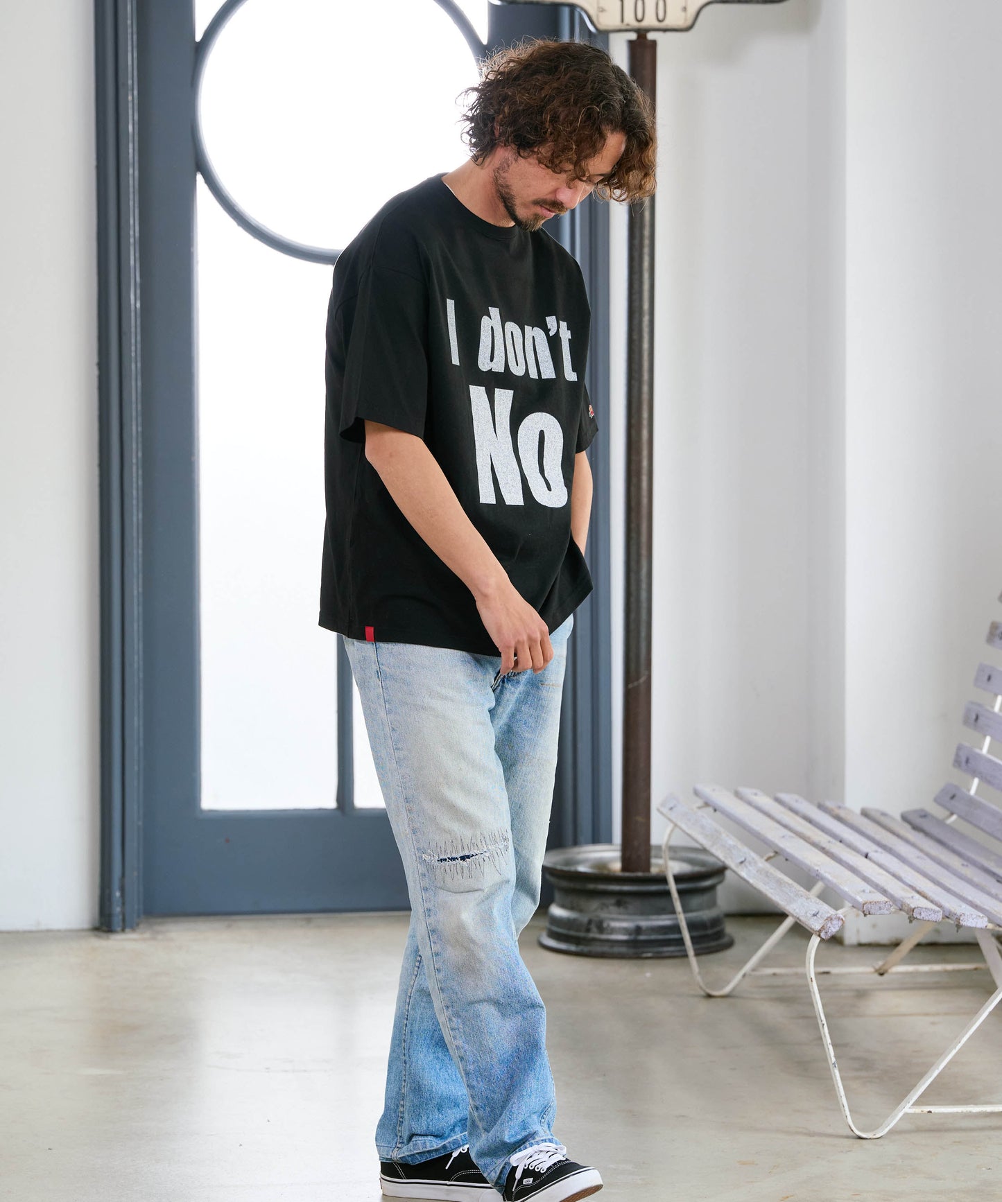 【予約販売7初旬～中旬入荷】-Beck-(ﾍﾞｯｸ)  "I don't No" メッセージプリント ビッグTシャツ