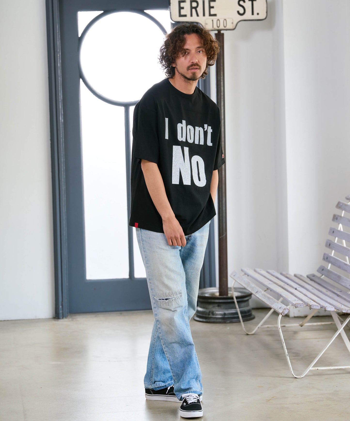 【予約販売7初旬～中旬入荷】-Beck-(ﾍﾞｯｸ)  "I don't No" メッセージプリント ビッグTシャツ