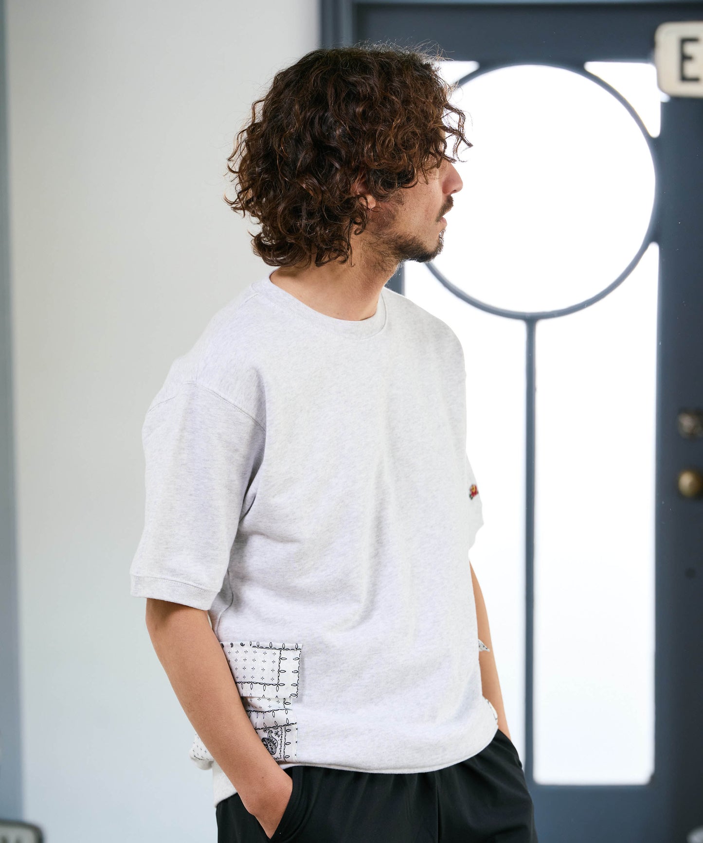 【予約販売7月初旬～中旬入荷】-Seth-(ｾｽ)  バンダナコンビネーション ハーフスリーブスウェット