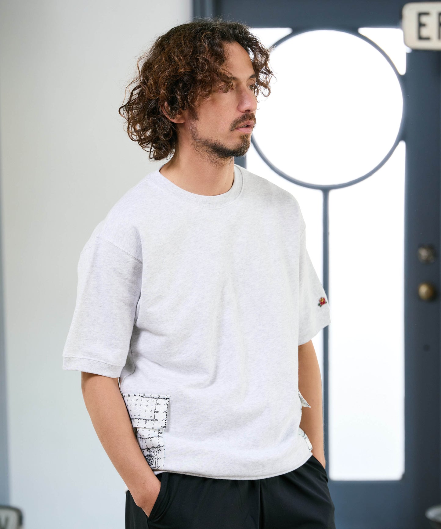 【予約販売7月初旬～中旬入荷】-Seth-(ｾｽ)  バンダナコンビネーション ハーフスリーブスウェット