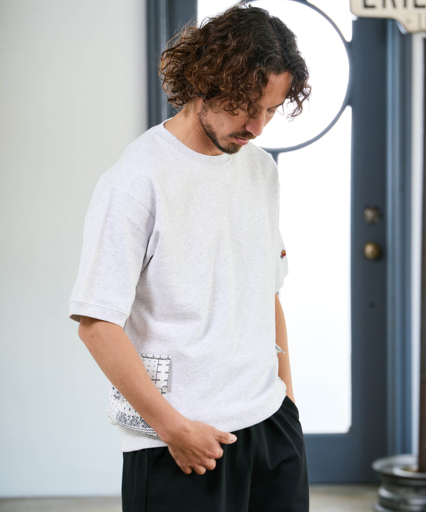 【予約販売7月初旬～中旬入荷】-Seth-(ｾｽ)  バンダナコンビネーション ハーフスリーブスウェット