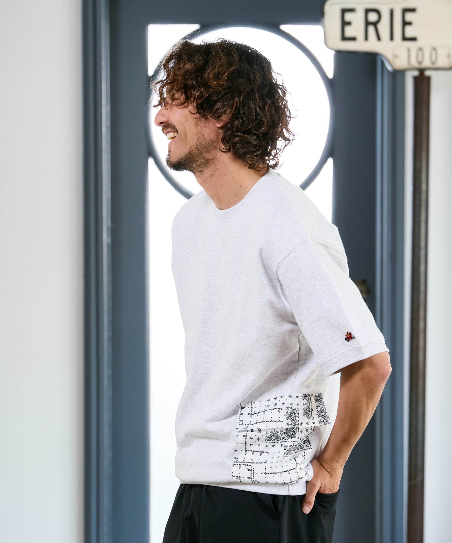 【予約販売7月初旬～中旬入荷】-Seth-(ｾｽ)  バンダナコンビネーション ハーフスリーブスウェット