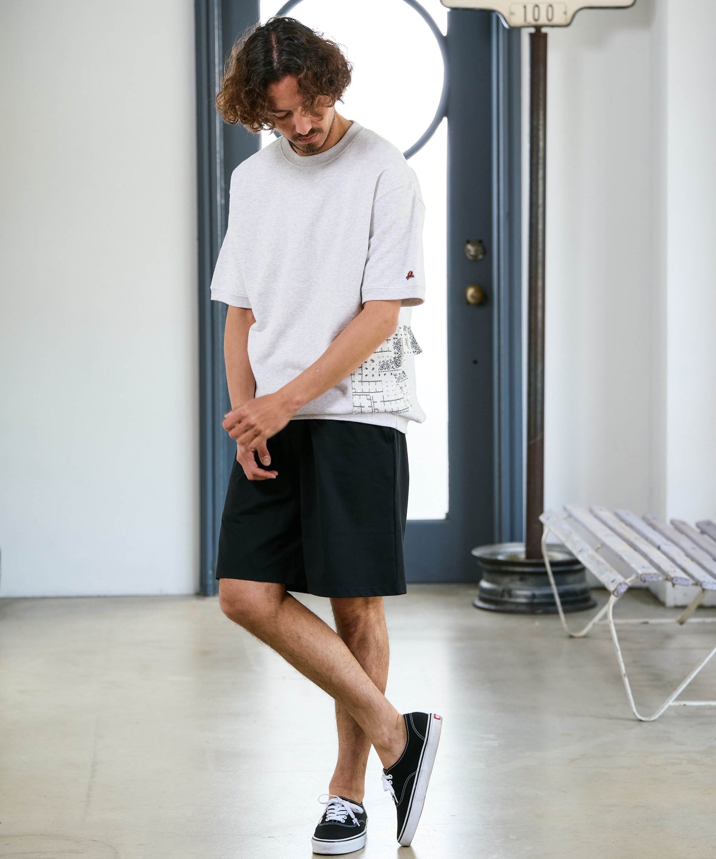 【予約販売7月初旬～中旬入荷】-Seth-(ｾｽ)  バンダナコンビネーション ハーフスリーブスウェット