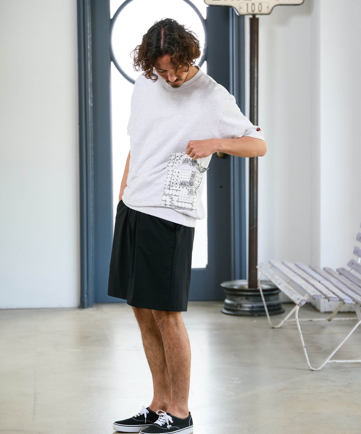 【予約販売7月初旬～中旬入荷】-Seth-(ｾｽ)  バンダナコンビネーション ハーフスリーブスウェット