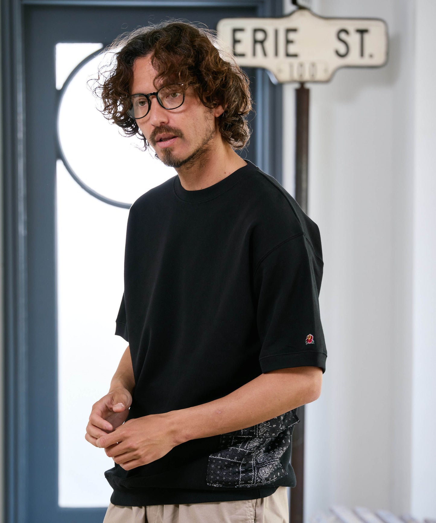 【予約販売7月初旬～中旬入荷】-Seth-(ｾｽ)  バンダナコンビネーション ハーフスリーブスウェット