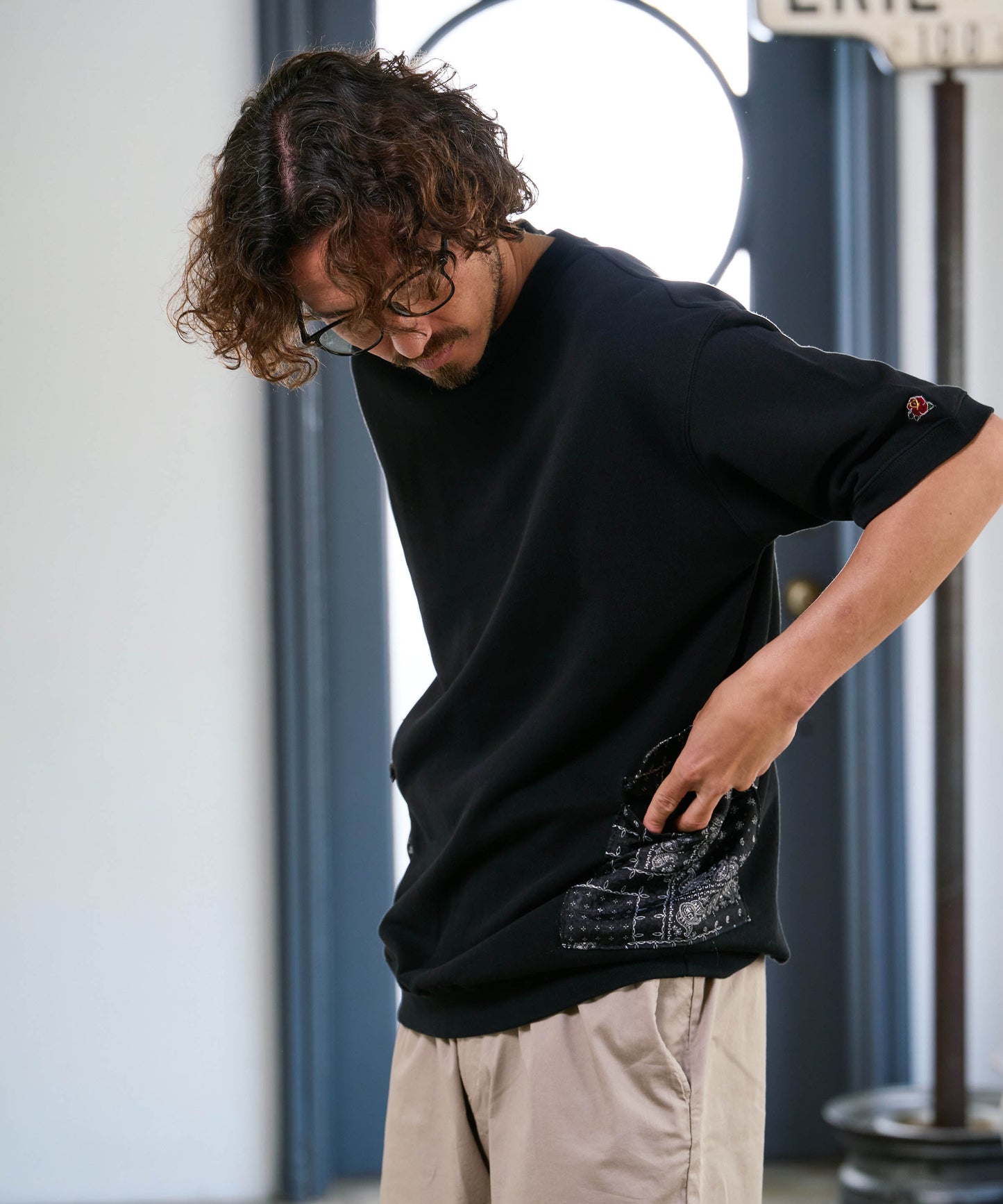 【予約販売7月初旬～中旬入荷】-Seth-(ｾｽ)  バンダナコンビネーション ハーフスリーブスウェット